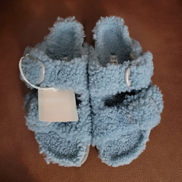 Birkenstock Arizona Teddy Big Buckle Shearling, Faded Aqua, Narrow Fit - Picture 9 of 9